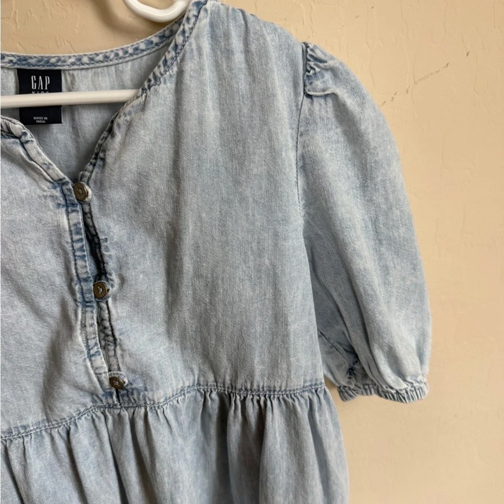 GAP kids Light Blue Casual Tiered Kids Denim Chambray Dress Spring Easter M